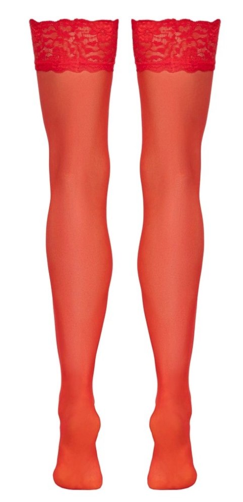 Cottelli LEGWARE pończochy czerwone XL z szeroką koronką 20 den