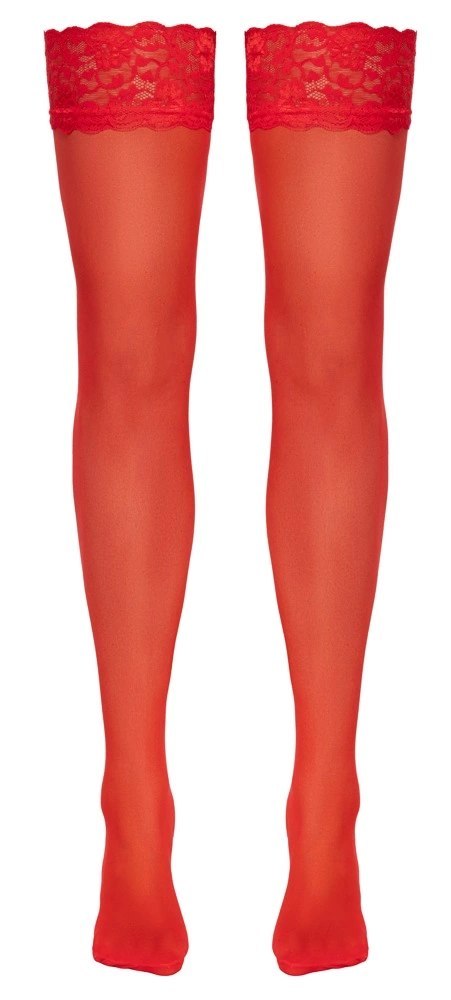 Cottelli Legwear Pończochy Czerwone L z Koronką 20 DEN