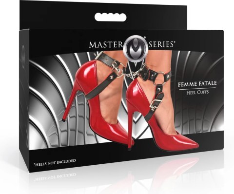 Femme Fatale Punos de Tacon czarno-czerwone mankiety na kostki z eko-skory