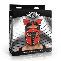Master Series K9 Headgear Vegan Leather Czarna/Czerwona Maska z Kagańcem