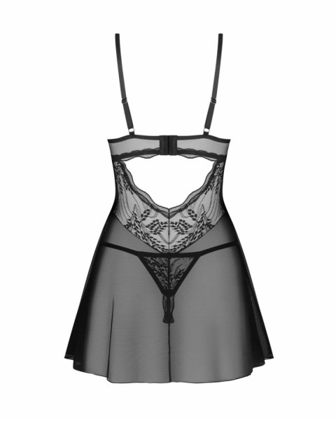 Obsessive Perisia Babydoll & String Black - zestaw bielizny z koronką XS/S