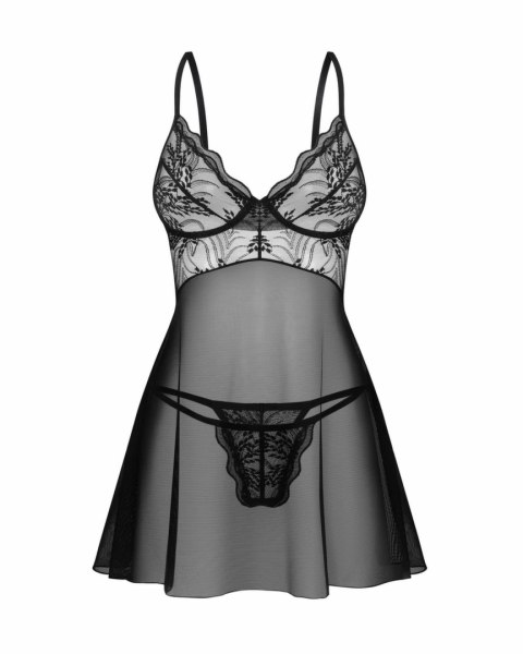 Obsessive Perisia Babydoll & String czarny zestaw z koronką M/L