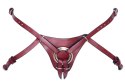 ZADO Pas Skorzany Strap-On 2XL, regulowany, czarno-czerwony, metalowe okucia