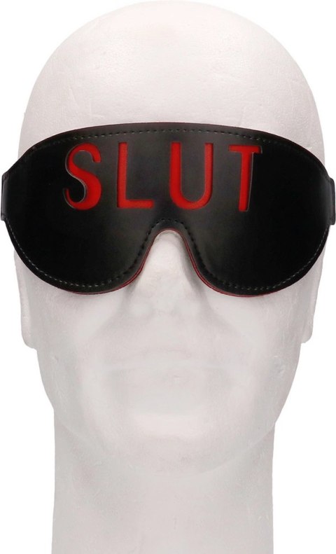 Ouch! by Shots maska na oczy z napisem na czerwonej skorze