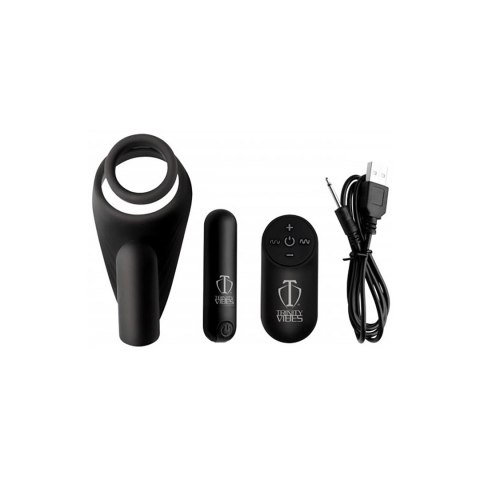 XR Brands Power Plug 7X silikonowy pierścień wibrujący czarny