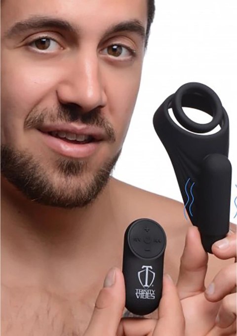 XR Brands Power Plug 7X silikonowy pierścień wibrujący czarny