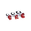 XR Brands Rumpum Red Zestaw 3 korkow z ozdobnymi dzwoneczkami, aluminium