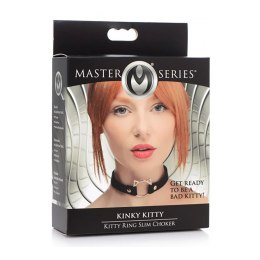 XR Brands Slim Kinky Kitty Ring Choker skorzany regulowany czarny