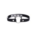 XR Brands Slim Kinky Kitty Ring Choker skorzany regulowany czarny