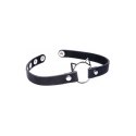 XR Brands Slim Kinky Kitty Ring Choker skorzany regulowany czarny