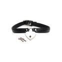 XR Brands choker skorzany z zamkiem-sercem i kluczami, czarny, regulowany