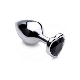 XR Brands Black Heart Plug średni - aluminiowy model z dekoracyjnym sercem