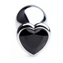 XR Brands Black Heart Plug średni - aluminiowy model z dekoracyjnym sercem