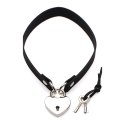 XR Brands Choker Locking Heart z zamkiem serce, czarny, regulowany