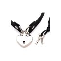 XR Brands Choker Locking Heart z zamkiem serce, czarny, regulowany