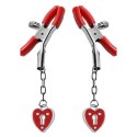 XR Brands Heart Lock - zaciski z sercem, metal, czerwony, regulowane