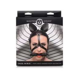 XR Brands Pony Play uprząż głowy z silikonowym gryzakiem, regulowana