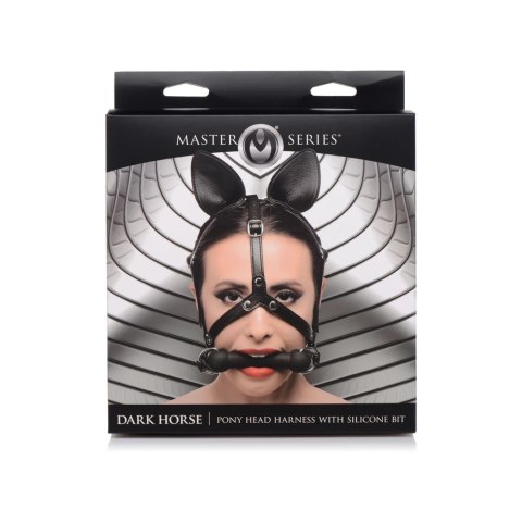 XR Brands Pony Play uprząż głowy z silikonowym gryzakiem, regulowana