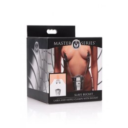 XR Brands Slave Bucket - zaciski z łańcuszkiem i pojemnikiem na obciążenie