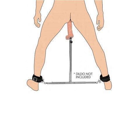 XR Brands Spreader Bar z kajdankami na kostki i odłączanym modułem anatomicznym
