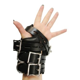 XR Brands Strict Leather mankiety do zawieszenia 4 klamry czarne skora