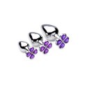 XR Brands Violet Flower zestaw anatomicznych korkow aluminiowych 3 szt.