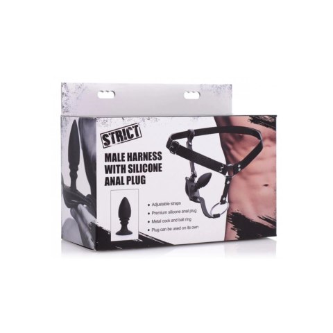 XR Brands uprząż męska z silikonowym korkiem anatomicznym, czarna