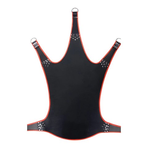 Mr. Sling Pas skorzany z czerwoną lamowką, 5-punktowy, 113x122 cm