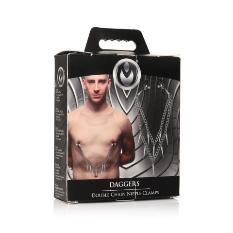 XR Brands Chain Master podwojne metalowe łańcuszki regulowane do klatki piersiowej