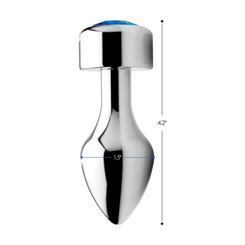 XR Brands Aluminiowy korek intymny duży niebieski kryształ