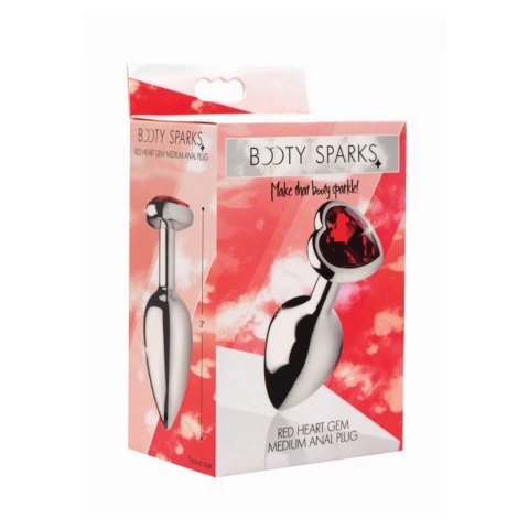 XR Brands Booty Sparks korek dekoracyjny serce średni czerwony