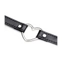 XR Brands Choker Heart Czarny, serce chromowane, pasek wegański