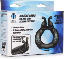 XR Brands Cobra silikonowy podwojny pierścień wibrujący, żebrowany