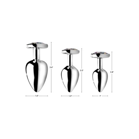 XR Brands Korek analny duży serce tęczowy kryształ aluminium