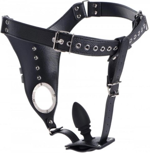 XR Brands Master Series uprząż męska z silikonowym korkiem analnym