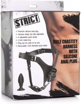 XR Brands Master Series uprząż męska z silikonowym korkiem analnym