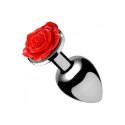 XR Brands Rosebud Plug Medium aluminiowy czarny kwiat