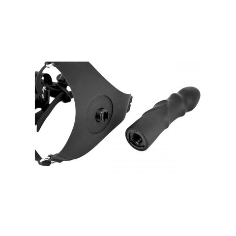 XR Brands Strap-On silikonowy zestaw z paskiem - regulowany, czarny