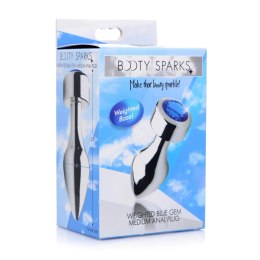 XR Brands aluminiowy korek intymny średni z niebieskim kryształem