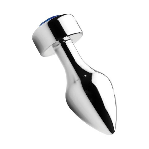 XR Brands aluminiowy korek intymny średni z niebieskim kryształem