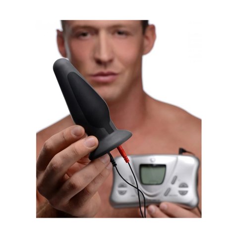 XR Brands silikonowy korek analny z funkcją elektrostymulacji, duży