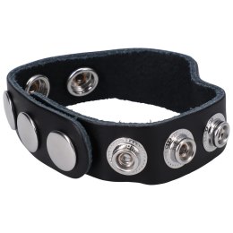 Doc Johnson Leather regulowany pierścień intymny 5 zapięć skora czarny