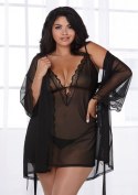 Dreamgirl Koszulka i szlafrok elastyczna siateczka 2XL czarna