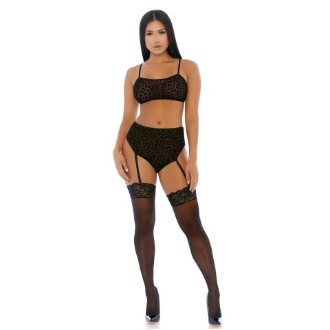 Forplay Lustful Leopard komplet bielizny cami z paskami do pończoch S