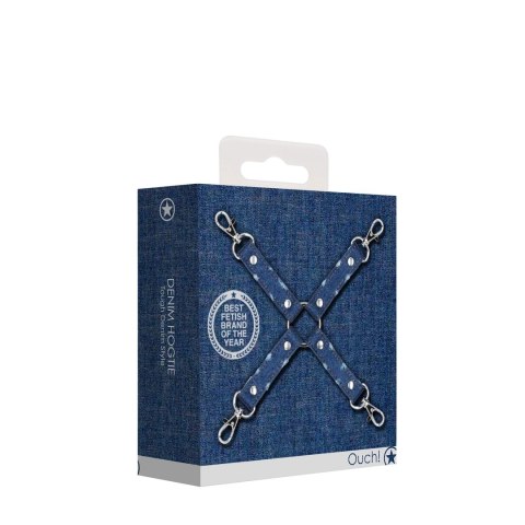 Ouch! Denim Hogtie 4-Way uprząż do krępowania, wytrzymały denim, 25 cm