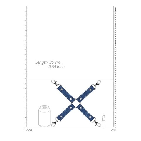 Ouch! Denim Hogtie 4-Way uprząż do krępowania, wytrzymały denim, 25 cm