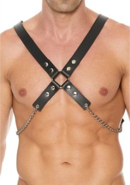 Ouch! Leather & Chain Harness - Regulowane skorzane szelki męskie