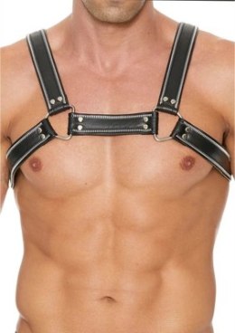 Ouch! Uprząż Chest Bulldog S/M, regulowana skora naturalna czarna