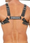 Ouch! Uprząż Chest Bulldog S/M, regulowana skora naturalna czarna