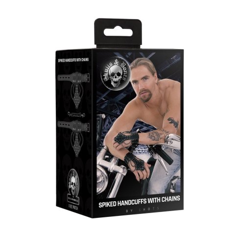 Shots Ouch! Kajdanki z kolcami i łańcuszkami czarne regulowane